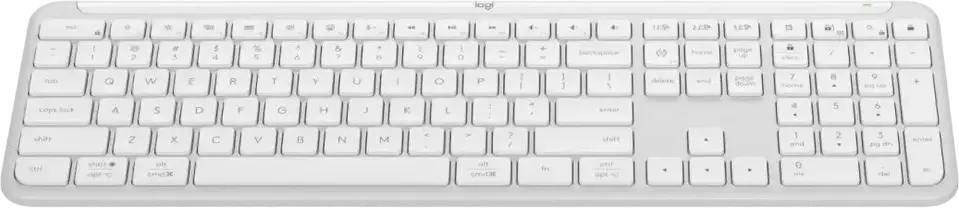 Tastatura Wireless Full-Size Logitech Signature Slim K950, Alb, Switch-uri Tactile Scissor, Bluetooth LE si receptor Logi Bolt USB, Easy-Switch 3 dispozitive