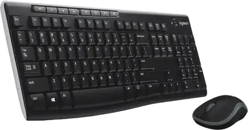 Logitech MK270 Wireless Keyboard and Mouse Combo Set of 2, 2.4 GHz USB Nano Receiver, Optical Mouse 1000 dpi, Multimedia Keys, Black