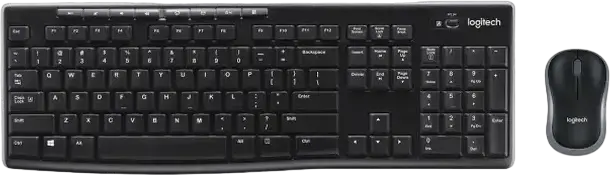 Logitech MK270 Wireless Keyboard and Mouse Combo Set of 2, 2.4 GHz USB Nano Receiver, Optical Mouse 1000 dpi, Multimedia Keys, Black