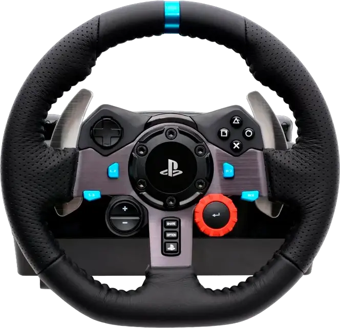 Set Volan Racing Logitech G29 Driving Force cu 3 Pedale pentru PS5, PS4, PS3, PC, Rotatie 900 Grade, Force Feedback Dual-Motor, Piele si Otel, Negru
