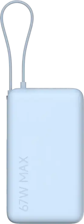 Xiaomi 67W Power Bank 10000 BHR08NZGL 10000mAh External Battery with Integrated USB Type-C Cable, LCD Display, 67W Max Output, Light Blue