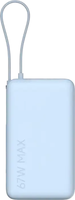 Xiaomi 67W Power Bank 10000 BHR08NZGL 10000mAh External Battery with Integrated USB Type-C Cable, LCD Display, 67W Max Output, Light Blue