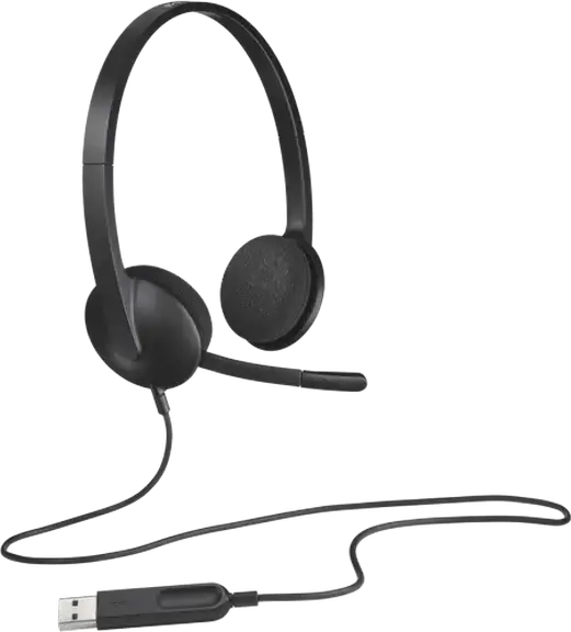 Logitech H340 USB Wired Headset with Noise-Cancelling Microphone, On-Ear Closed-Back Design, In-line Controls, for PC, Mac, Chrome OS - Black