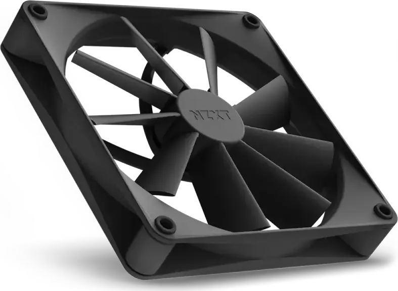 Ventilator de carcasa NZXT F140Q 140mm PWM RF-Q14SF-B1, Rulment Fluid Dynamic, 500-1200 RPM, Colturi de Cauciuc Anti-Vibratie, Negru