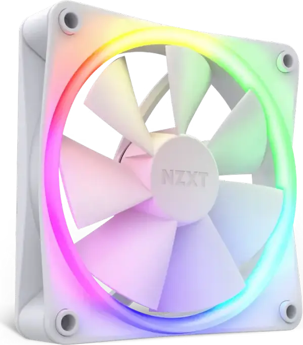 Корпусный вентилятор NZXT F120 RGB RF-C12SF-W1 Белый, 120мм PWM с гидродинамическим подшипником, 500-1800 RPM, 78.86 CFM, 4-pin RGB, антивибрационные уголки