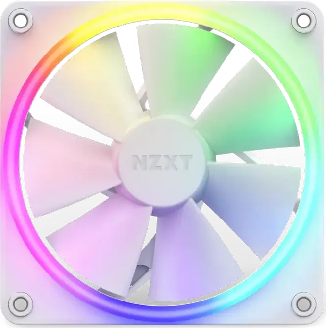 Корпусный вентилятор NZXT F120 RGB RF-C12SF-W1 Белый, 120мм PWM с гидродинамическим подшипником, 500-1800 RPM, 78.86 CFM, 4-pin RGB, антивибрационные уголки