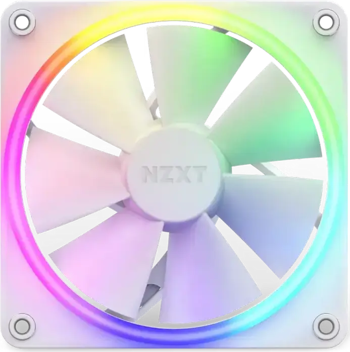 Корпусный вентилятор NZXT F120 RGB RF-C12SF-W1 Белый, 120мм PWM с гидродинамическим подшипником, 500-1800 RPM, 78.86 CFM, 4-pin RGB, антивибрационные уголки