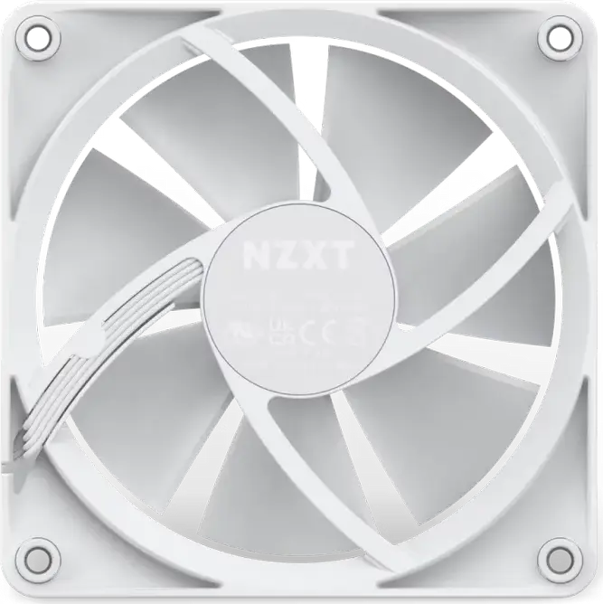 Корпусный вентилятор NZXT F120 RGB RF-C12SF-W1 Белый, 120мм PWM с гидродинамическим подшипником, 500-1800 RPM, 78.86 CFM, 4-pin RGB, антивибрационные уголки