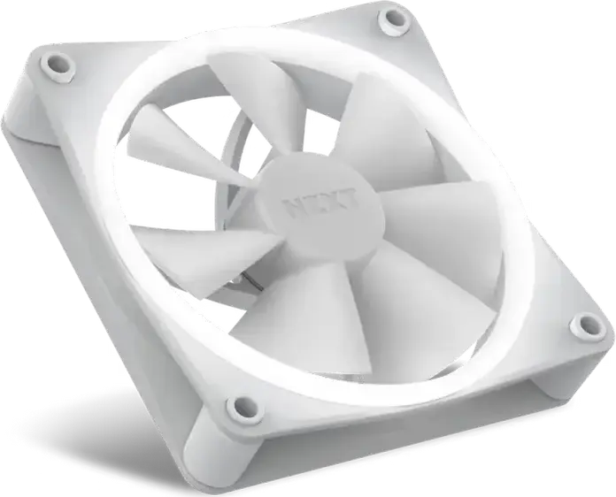 Корпусный вентилятор NZXT F120 RGB RF-C12SF-W1 Белый, 120мм PWM с гидродинамическим подшипником, 500-1800 RPM, 78.86 CFM, 4-pin RGB, антивибрационные уголки