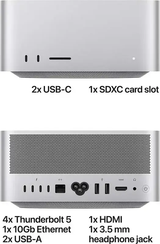 Apple Mac Studio MHL64UA/A cu M5 Max CPU 18-core, GPU 32-core, 36GB RAM, 512GB SSD, Aluminiu, Silver, macOS Golden Gate, cu Tastatura si Mouse