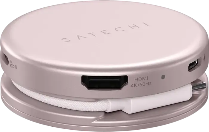 Многопортовый адаптер Satechi OntheGo 5-в-1 для MacBook Neo, алюминиевый USB-C хаб с HDMI 4K/60Гц, PD 60Вт, USB 3.2 Gen 1, SD UHS-I и магнитным креплением