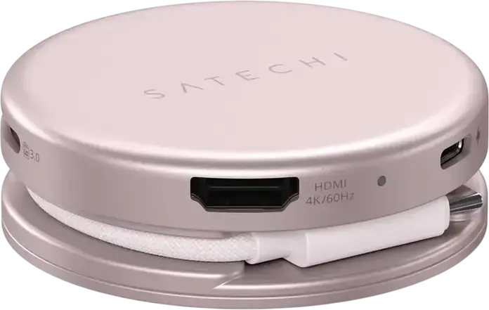 Многопортовый адаптер Satechi OntheGo 5-в-1 для MacBook Neo, алюминиевый USB-C хаб с HDMI 4K/60Гц, PD 60Вт, USB 3.2 Gen 1, SD UHS-I и магнитным креплением