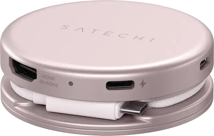 Многопортовый адаптер Satechi OntheGo 5-в-1 для MacBook Neo, алюминиевый USB-C хаб с HDMI 4K/60Гц, PD 60Вт, USB 3.2 Gen 1, SD UHS-I и магнитным креплением