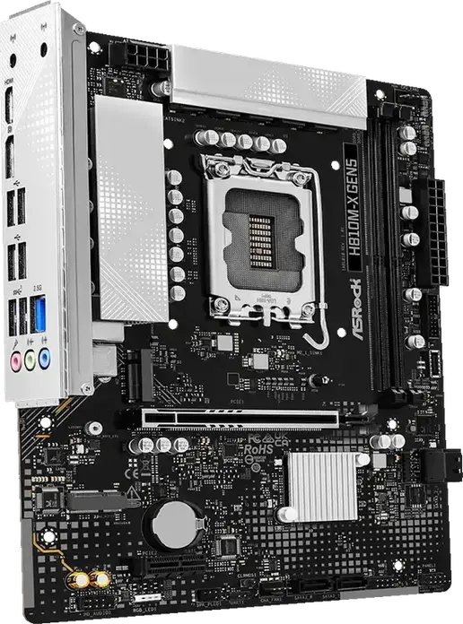 Placa de baza ASRock H810M-X GEN5 Micro-ATX, Socket LGA1851, Chipset Intel H810, DDR5 6400MHz, PCIe Gen 5, M.2 PCIe Gen4, LAN 2.5G, HDMI 2.1, DP 1.4