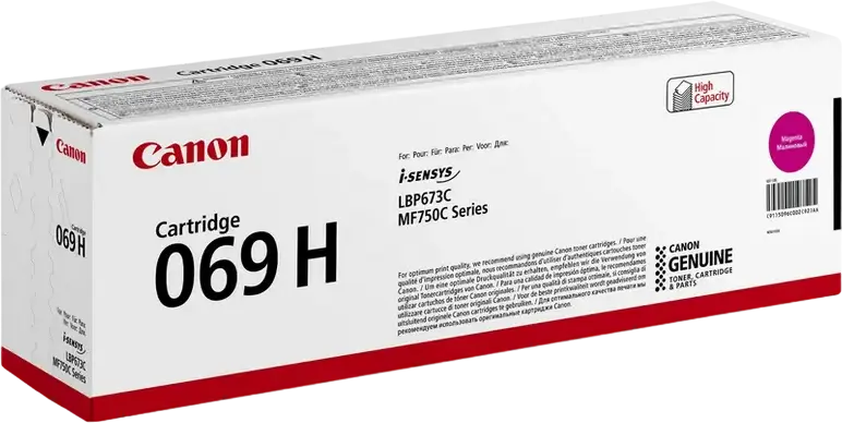 Genuine Canon CRG-069H High Capacity Laser Toner Cartridge, Magenta, 5500 Page Yield, for i-SENSYS LBP673Cdw, LBP673dw, MF752Cdw, MF754Cdw, MF750C