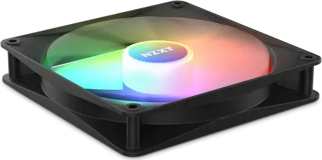NZXT F140 RGB Core 140mm PWM Case Fan, Black, Fluid Dynamic Bearing, 500-1500 RPM, 90.79 CFM, Addressable RGB ARGB, NZXT CAM Compatible