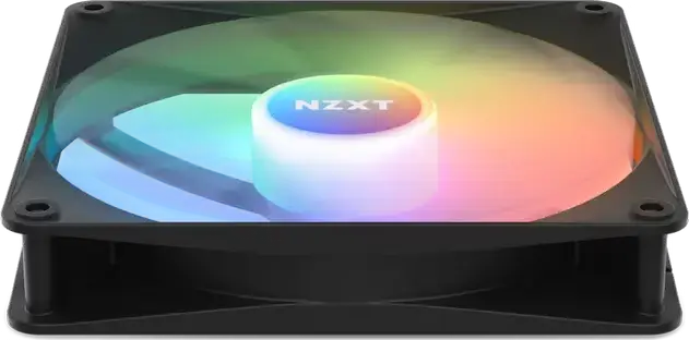 NZXT F140 RGB Core 140mm PWM Case Fan, Black, Fluid Dynamic Bearing, 500-1500 RPM, 90.79 CFM, Addressable RGB ARGB, NZXT CAM Compatible