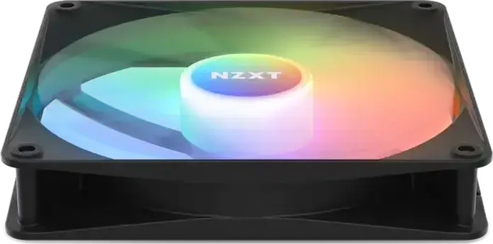 NZXT F140 RGB Core 140mm PWM Case Fan, Black, Fluid Dynamic Bearing, 500-1500 RPM, 90.79 CFM, Addressable RGB ARGB, NZXT CAM Compatible