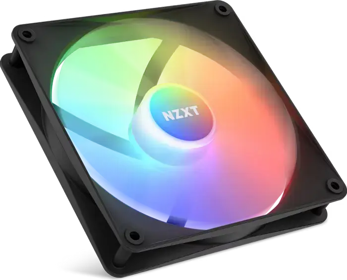 NZXT F140 RGB Core 140mm PWM Case Fan, Black, Fluid Dynamic Bearing, 500-1500 RPM, 90.79 CFM, Addressable RGB ARGB, NZXT CAM Compatible