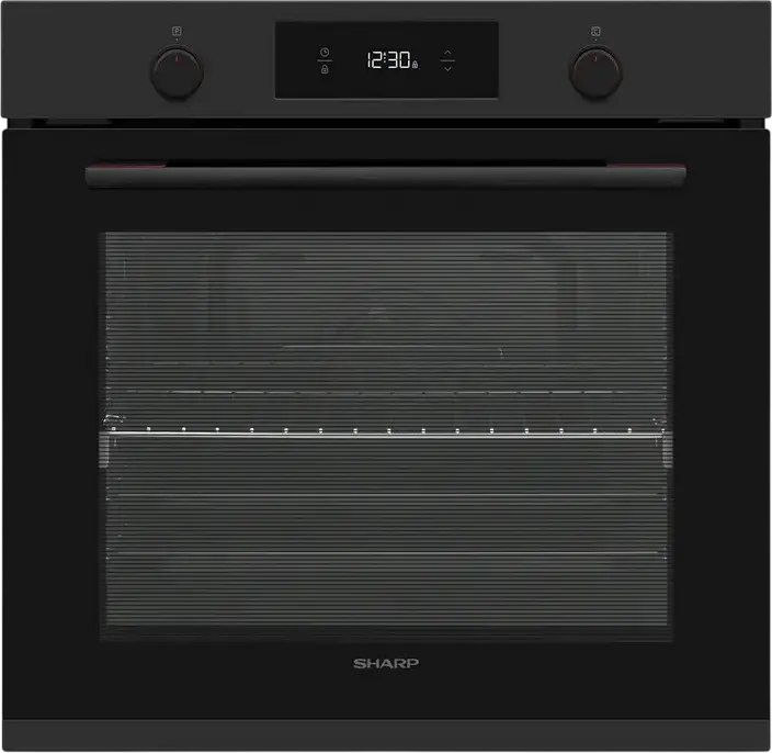 Sharp K-70P19BNH-EU Built-in Multifunction Electric Oven, 78L Cavity, 9 Functions, Class A, Matte Black, LED Timer, Soft-closing Door