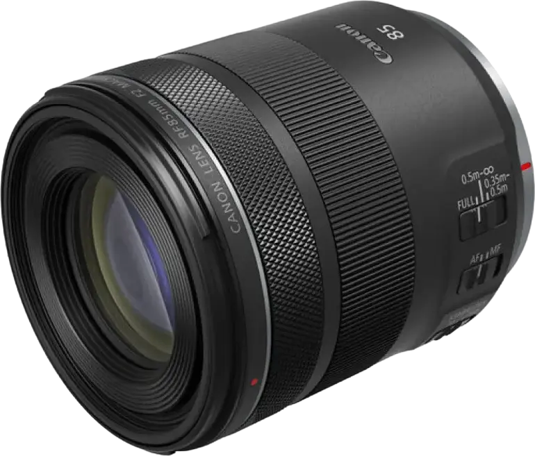 Объектив Canon RF 85mm f/2 Macro IS STM Prime для полнокадровых камер, оптическая стабилизация, увеличение 0.5x, фильтр 67мм, черный