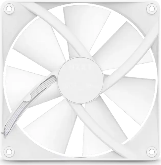 NZXT F140 RGB Core 140mm PWM Case Fan, White, Fluid Dynamic Bearing, 500-1500 RPM, 90.79 CFM, Addressable RGB ARGB, NZXT CAM Compatible