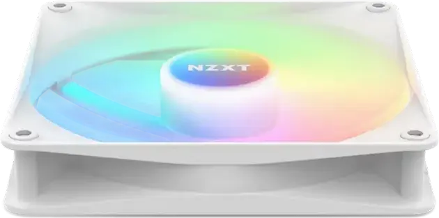 NZXT F140 RGB Core 140mm PWM Case Fan, White, Fluid Dynamic Bearing, 500-1500 RPM, 90.79 CFM, Addressable RGB ARGB, NZXT CAM Compatible