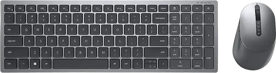 Dell Pro Plus Wireless Keyboard and Mouse Combo KM7120W Set of 2, Bluetooth 5.0 & 2.4 GHz, Multi-device Connectivity for 3 Devices, Grey
