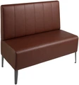 Bancă Tapitată cu Spătar VEGA Adapto cu 2 Locuri, Piele Ecologică Stil Vintage Maro, Cadru Oțel Negru, 120x64x102 cm