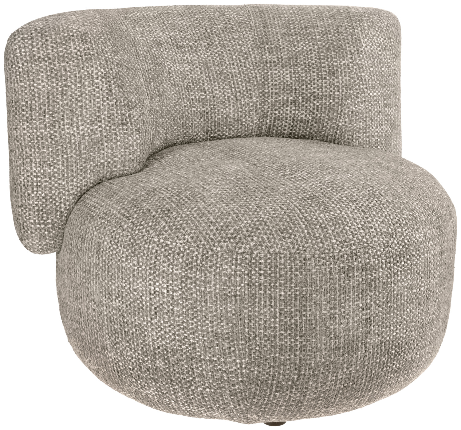 Fotoliu Lounge Vega Tesilo, Forma Organica Curvata, Material Chenille Taupe de Inalta Calitate, Ignifug, 90x86x75 cm, Suporta pana la 160 kg