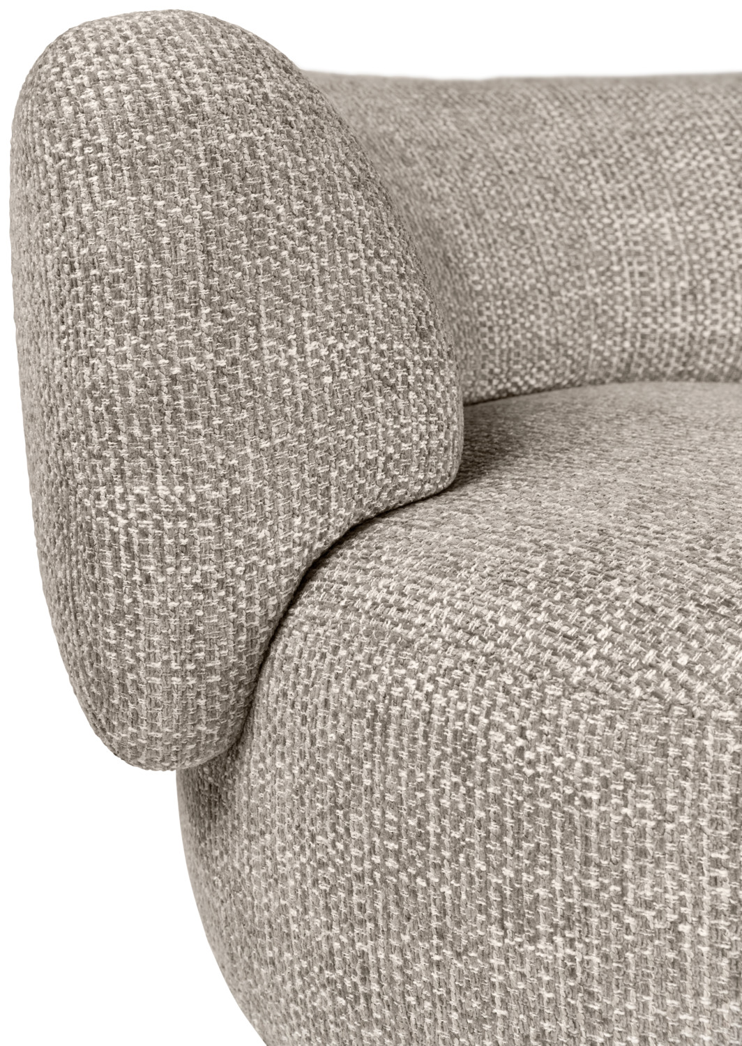 Fotoliu Lounge Vega Tesilo, Forma Organica Curvata, Material Chenille Taupe de Inalta Calitate, Ignifug, 90x86x75 cm, Suporta pana la 160 kg