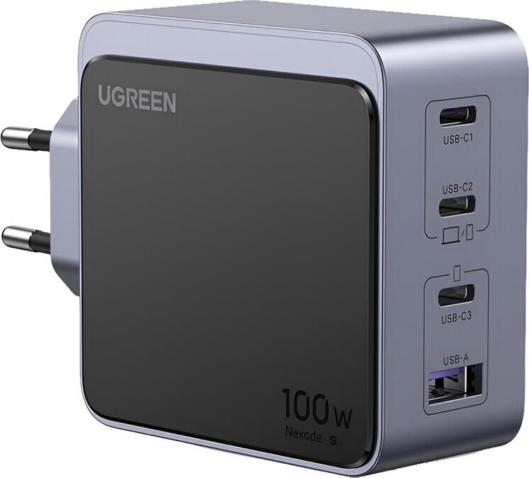 UGREEN Nexode S 100W GaN Charger X565, 4 Ports (3x USB-C, 1x USB-A), PD 3.0 QC 4.0+, Thermal Guard 2.0, EU Plug, Black
