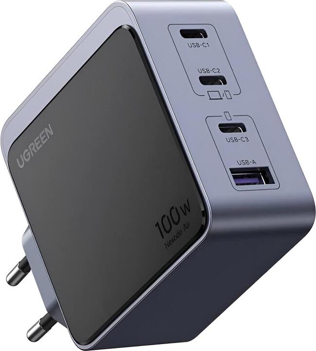 UGREEN Nexode S 100W GaN Charger X565, 4 Ports (3x USB-C, 1x USB-A), PD 3.0 QC 4.0+, Thermal Guard 2.0, EU Plug, Black