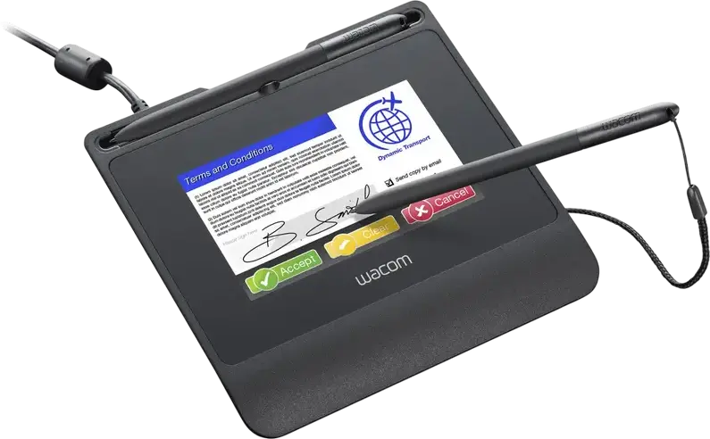 Wacom STU-540 Tabletă de Semnături LCD, Ecran 5 inci, Rezoluție 800x480, 2540 lpi, 1024 Niveluri Presiune, Stylus EMR fără baterie, Negru, Conectivitate USB
