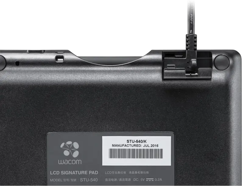 Wacom STU-540 Tabletă de Semnături LCD, Ecran 5 inci, Rezoluție 800x480, 2540 lpi, 1024 Niveluri Presiune, Stylus EMR fără baterie, Negru, Conectivitate USB