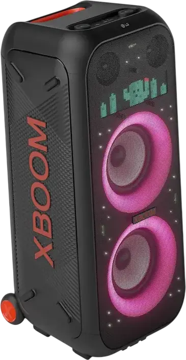 Sistem Audio Portabil LG XBOOM XL9T, Box Party 1000W RMS, 2.2 CH, Dual Woofere 8 inch, Iluminare RGB Pixel LED, Rezistenta la apa IPX4, Negru