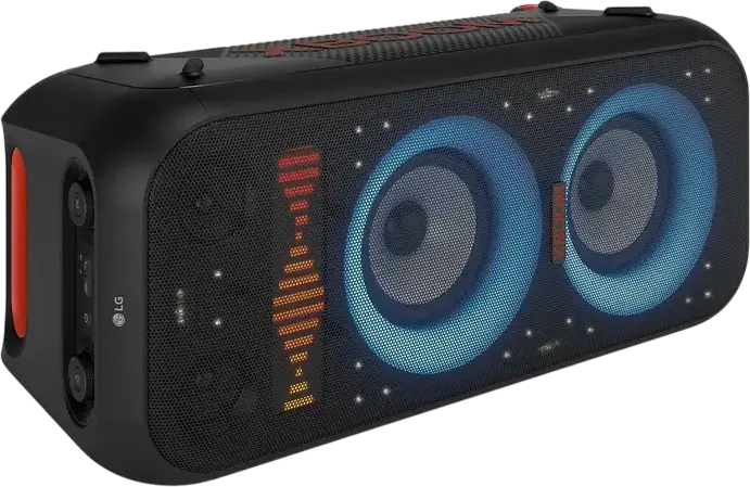 Sistem Audio Portabil LG XBOOM XL9T, Box Party 1000W RMS, 2.2 CH, Dual Woofere 8 inch, Iluminare RGB Pixel LED, Rezistenta la apa IPX4, Negru