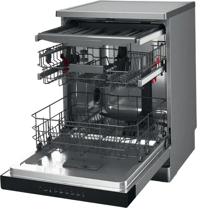 Whirlpool WH4FFA14BN6X Freestanding Dishwasher, 14 Place Settings, Energy Class A, 6th Sense Technology, NaturalDry, 8 Programs, Grey Inox, 60cm
