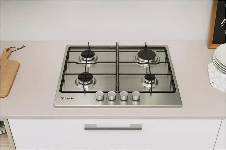 Газовая варочная панель Indesit THP 642 IX/I 1, встраиваемая, 4 конфорки, нержавеющая сталь, 58см, High Power Flame Technology, автоподжиг, газ-контроль