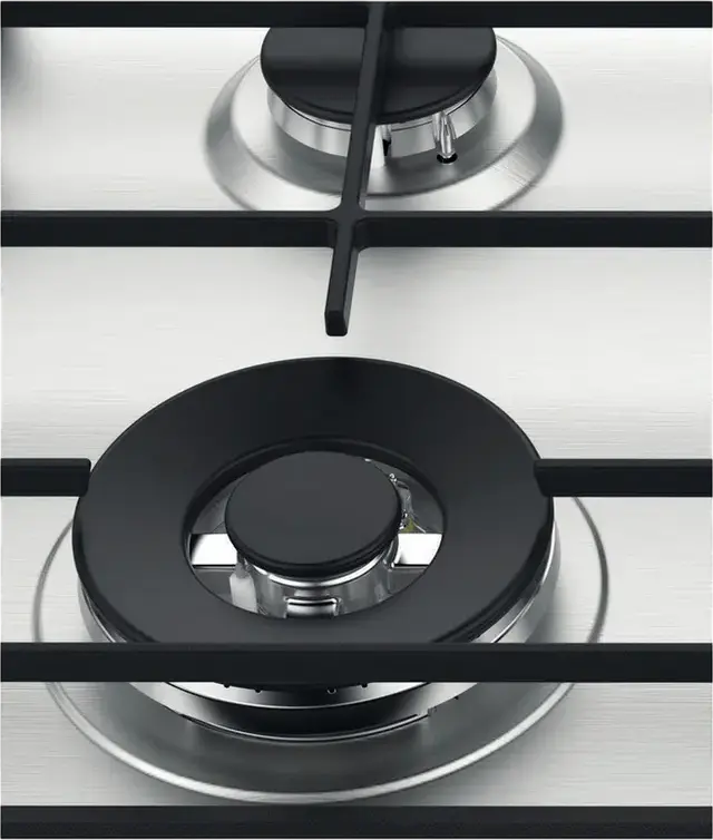 Встраиваемая газовая варочная панель Whirlpool GMWL 628/IXL EE, 4 конфорки с горелкой WOK, сталь iXelium, чугунные решетки, 59 см, система газ-контроль