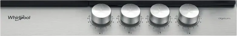 Встраиваемая газовая варочная панель Whirlpool GMWL 628/IXL EE, 4 конфорки с горелкой WOK, сталь iXelium, чугунные решетки, 59 см, система газ-контроль