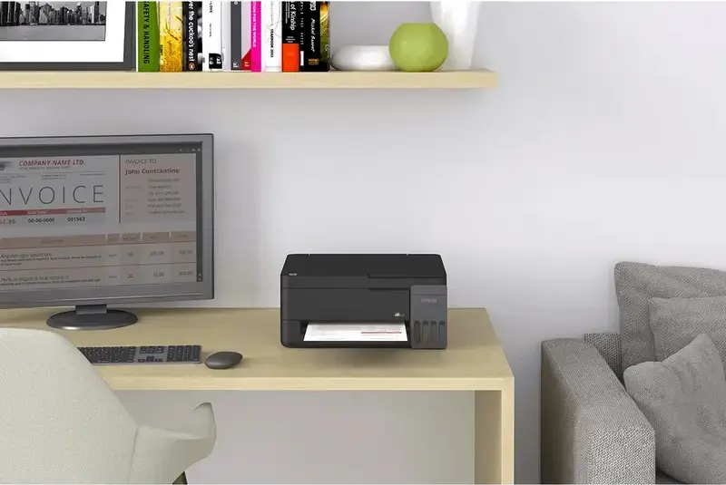 МФУ Epson EcoTank L3310, струйный многофункциональный принтер, печать, сканирование, копирование, 5760x1440 dpi, 4 встроенных резервуара, черный, комплект из 5 бутылочек с чернилами