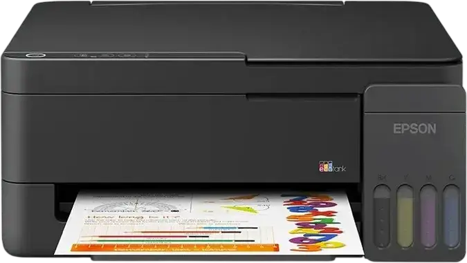 МФУ Epson EcoTank L3310, струйный многофункциональный принтер, печать, сканирование, копирование, 5760x1440 dpi, 4 встроенных резервуара, черный, комплект из 5 бутылочек с чернилами
