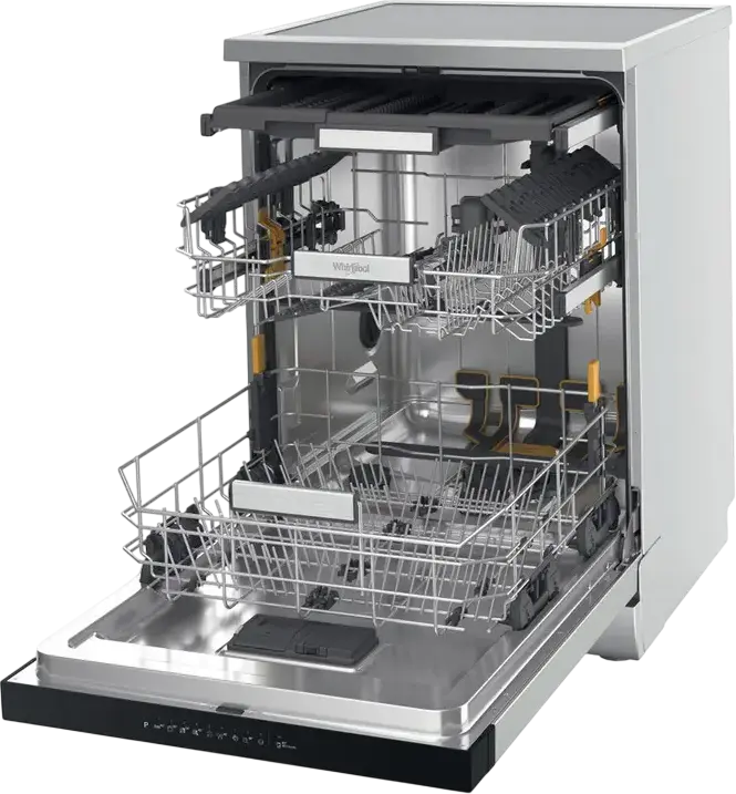 Посудомоечная машина Whirlpool W7F HP43 X MaxiSpace отдельно стоящая, на 15 комплектов, 10 программ, 43 дБ, AquaStop, нержавеющая сталь, 60x59x85 см