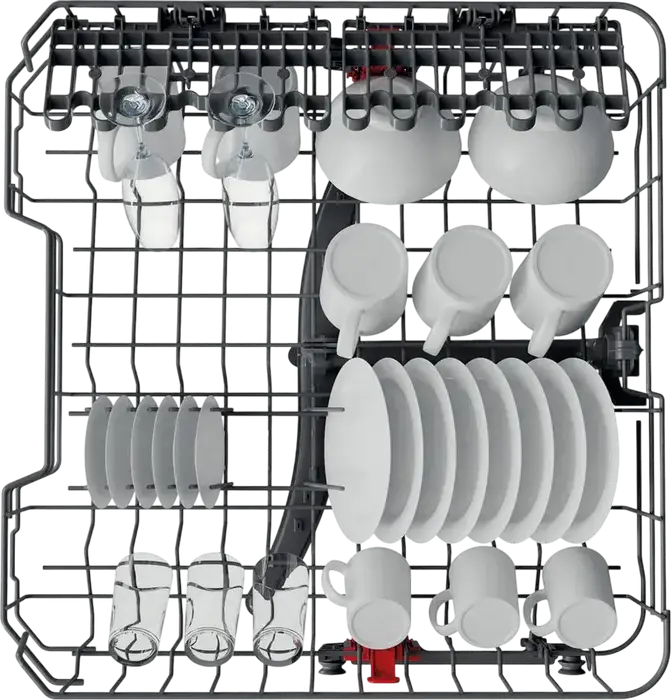 Masina de spalat vase incorporabila Whirlpool WH4FFB14BN6W, Dimensiune completa, 14 seturi, 8 programe, Afisaj LED, Alb, 60x59x85 cm