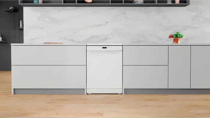 Masina de spalat vase incorporabila Whirlpool WH4FFB14BN6W, Dimensiune completa, 14 seturi, 8 programe, Afisaj LED, Alb, 60x59x85 cm