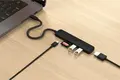 Satechi Slim Multiport Adapter 4-in-1 USB-C, алюминиевый корпус, HDMI 4K, слот для SD-карт, USB-A 3.0 и 2.0, плетеный кабель, черный