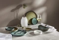 VEGA Snug Stoneware Plates with Low Rim, Matt Glaze Green, 20.5 cm Diameter, Dishwasher and Microwave Safe, Set of 4 Pieces