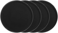 VEGA Skady Round Plates with Low Rim, Black Matte Glazed Stoneware, 26 cm Diameter, Dishwasher and Microwave Safe, Set of 4