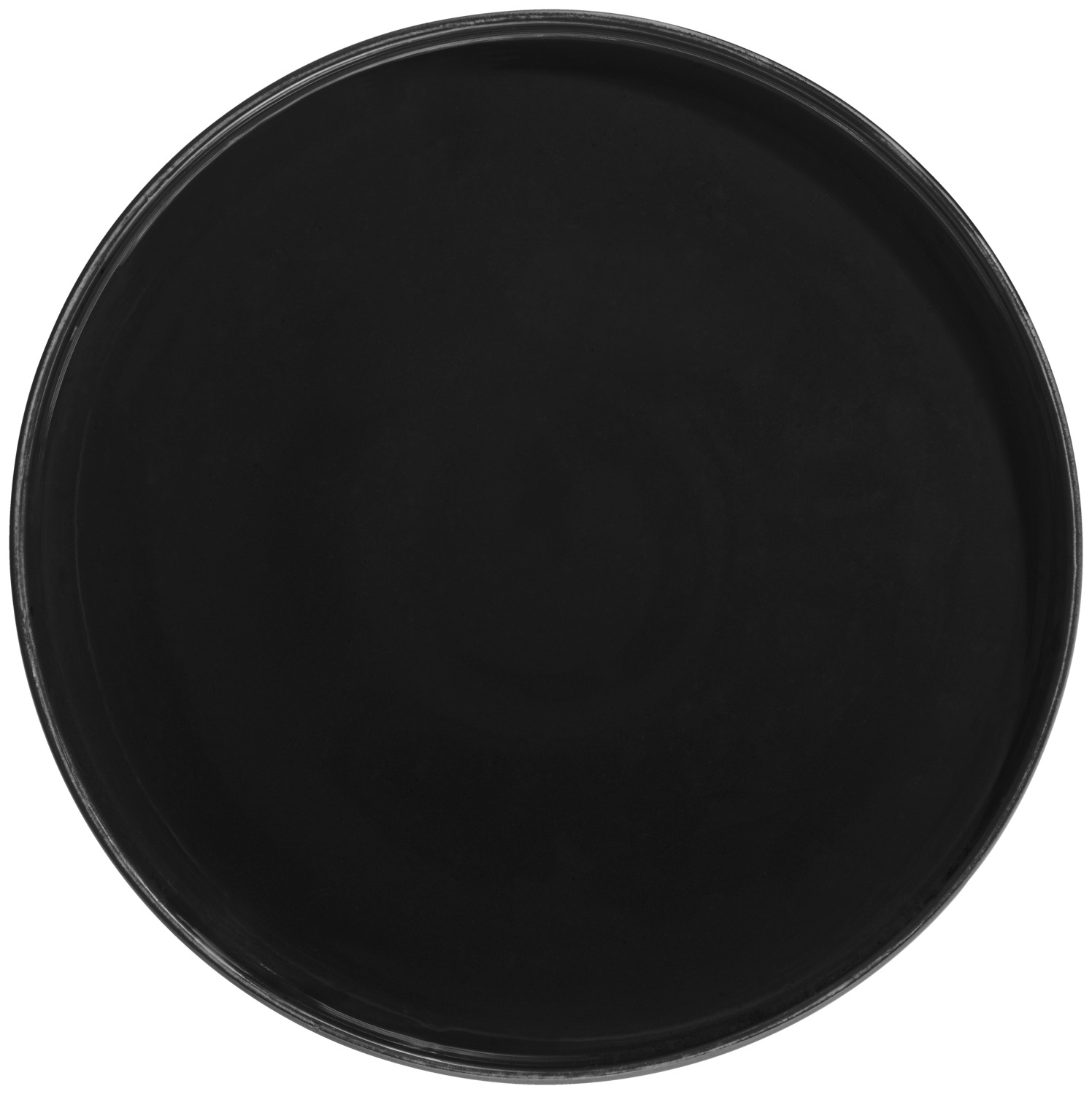 VEGA Skady Round Plates with Low Rim, Black Matte Glazed Stoneware, 26 cm Diameter, Dishwasher and Microwave Safe, Set of 4